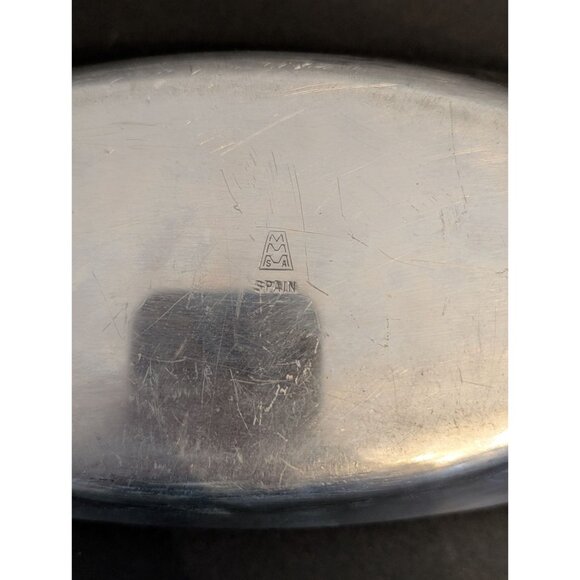 Vintage M.A Spain Aluminum Decorative Oval Serving Tray 16" Long - Picture 3 of 8